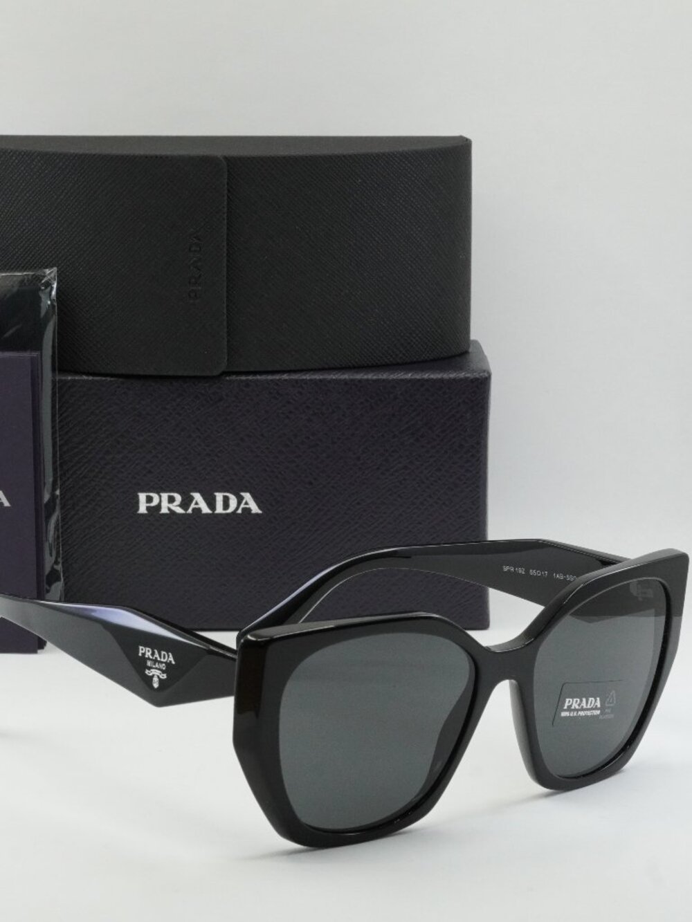 Prada PR19ZS 1AB5S0 Square Sunglasses – Black\Dark Grey - Picture 4 of 9